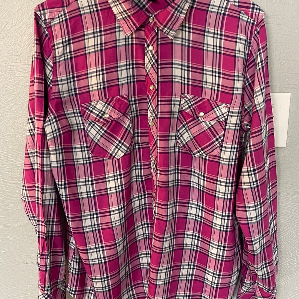 Bit & Bridle Pink Plaid Casual Shirt